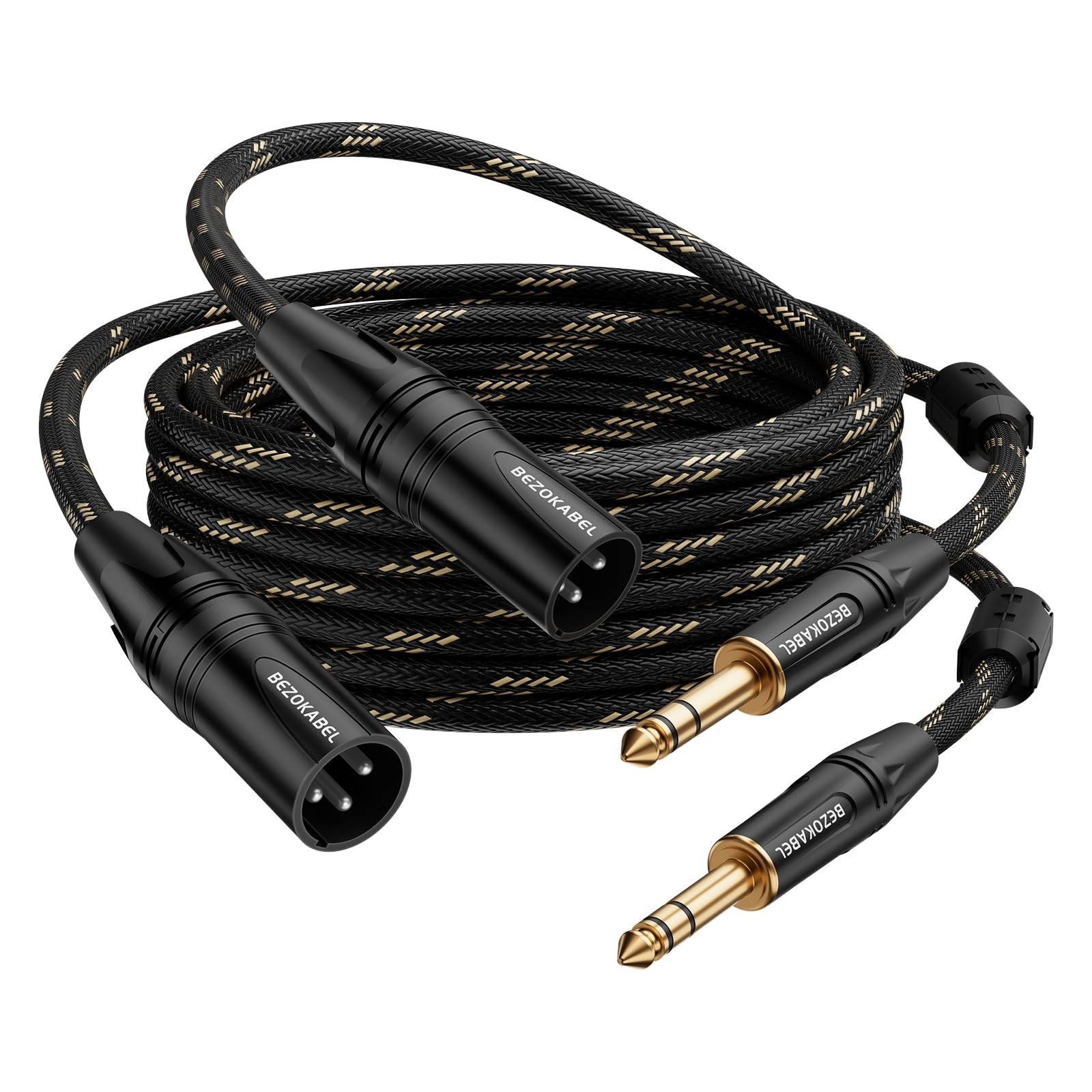 6ft 2pack XLR to 1/4 inch(6.35mm) TRS to XLR Nylon Braided Male to Male Micro...