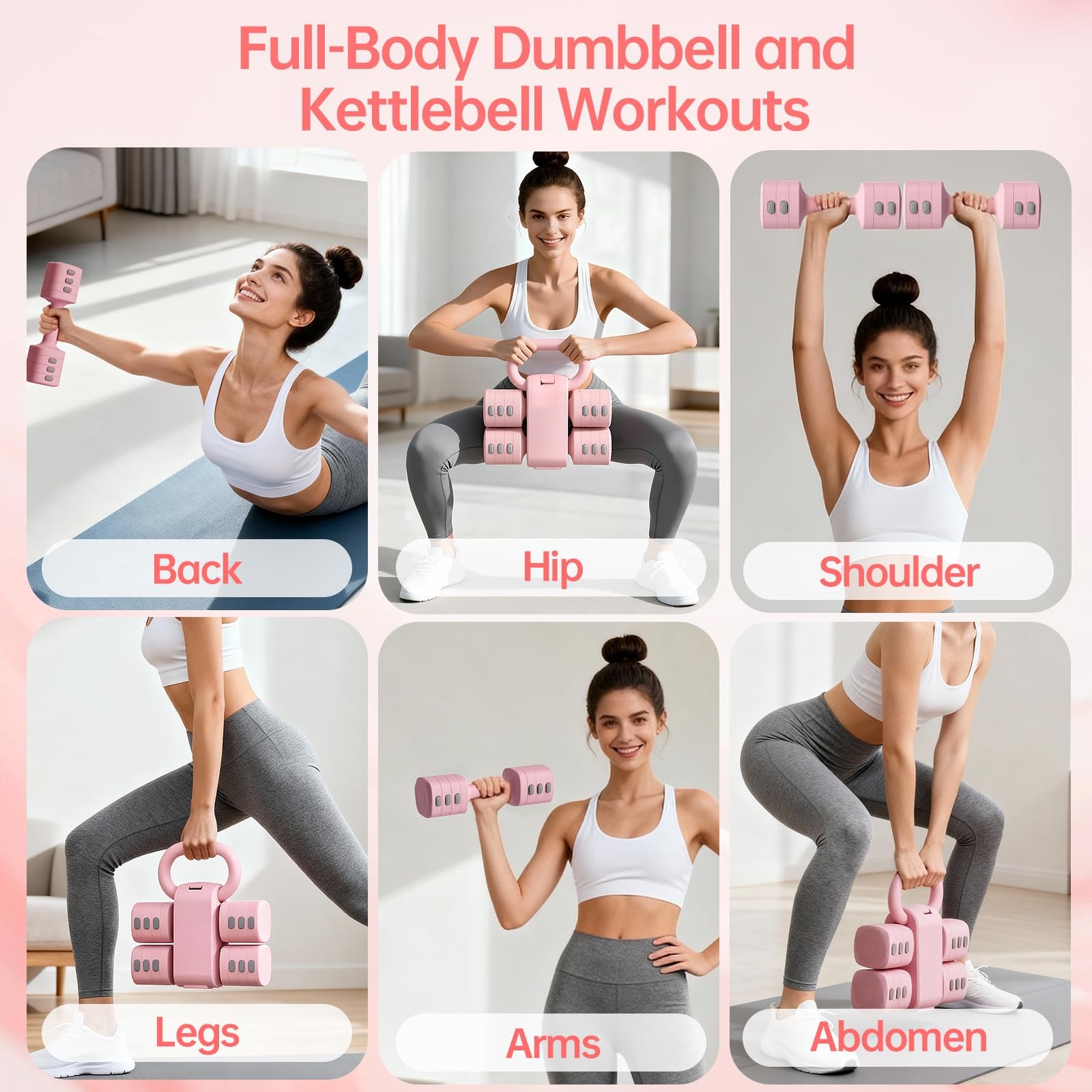 Flexella Adjustable Kettlebell Set, 4in1 Free Weight Kettlebell sets 5.5lbs 7...