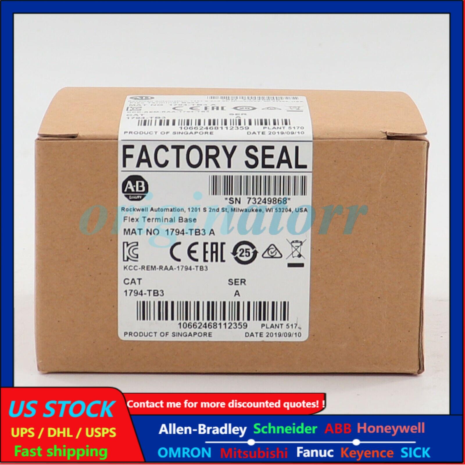 New Factory Sealed 1794-TB3 /A Flex Terminal Base Module 1794TB3 US
