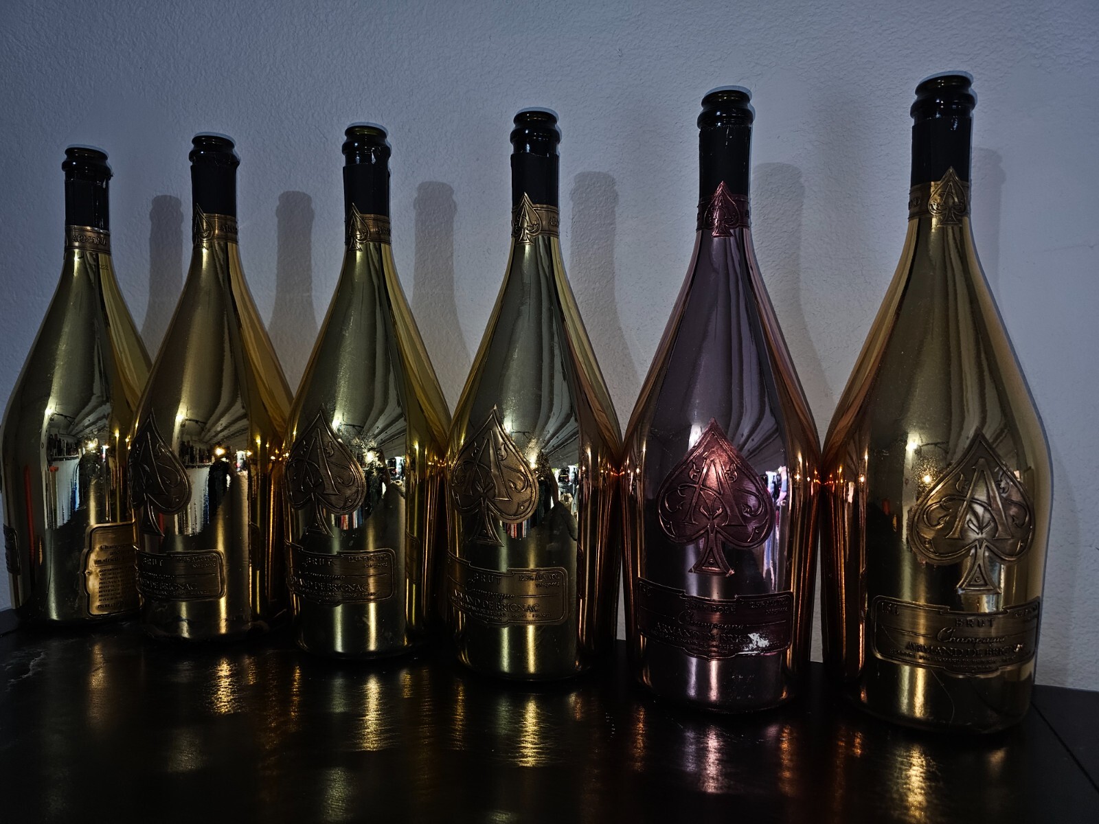 2 Empty Ace Of Spade MAGNUM Bottle ChampagnearmanddeBrignac, Gold&pink 1.5lt