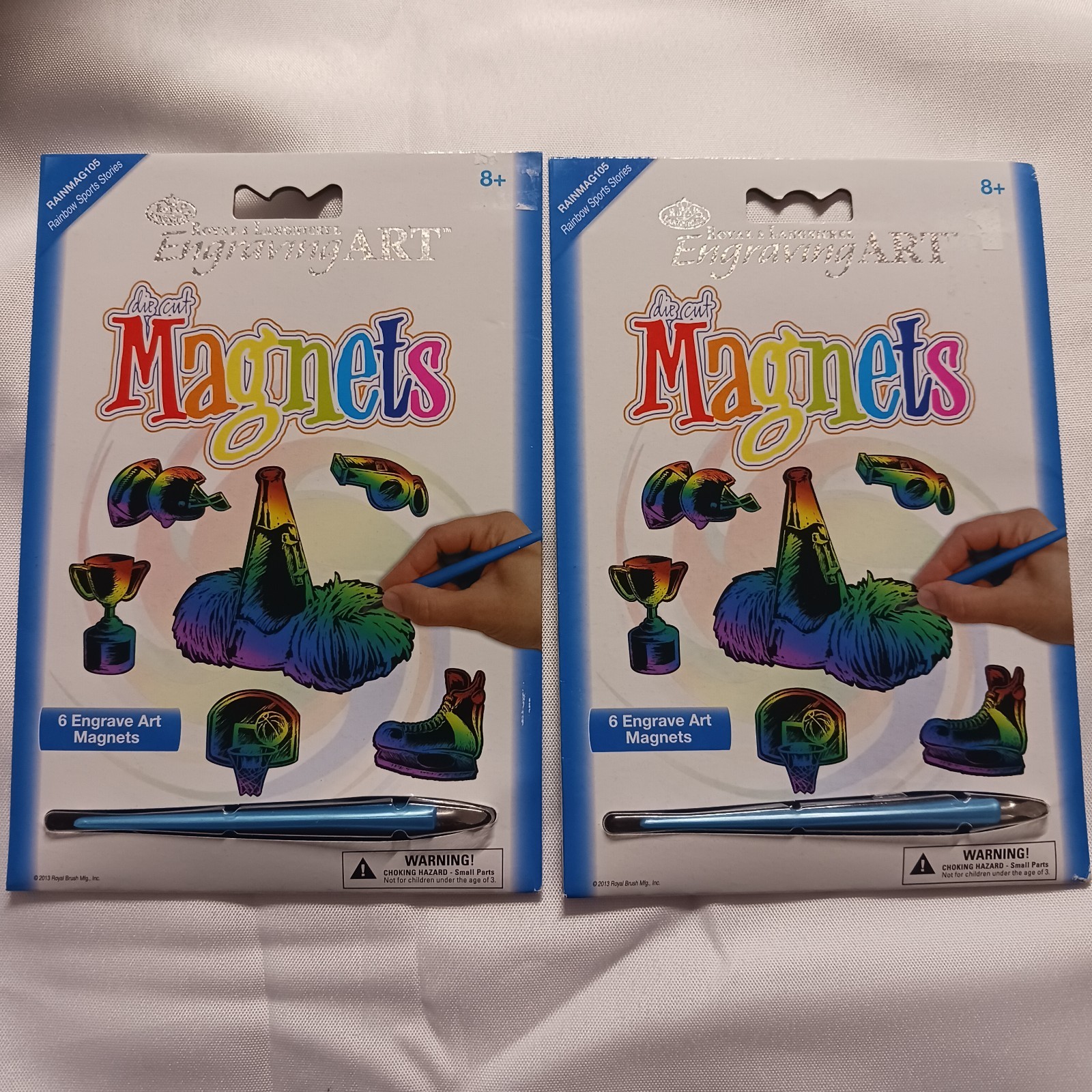 Royal & Langnickel Engraving Art Die Cut Magnets Rainbow Sports Lot Of 2