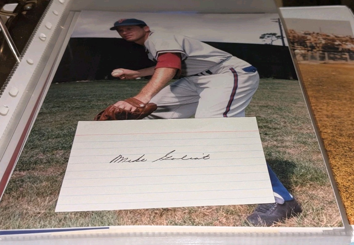 Mike Goliat Philadelphia Phillies Signed Cut With 8x10 Photo W/Our COA B
