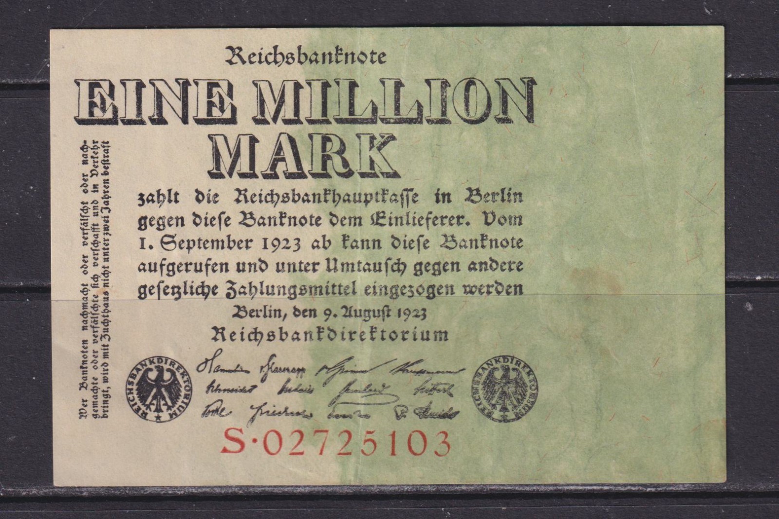 GERMANY - 1923 1 Million Marks Circulated Banknote (1)