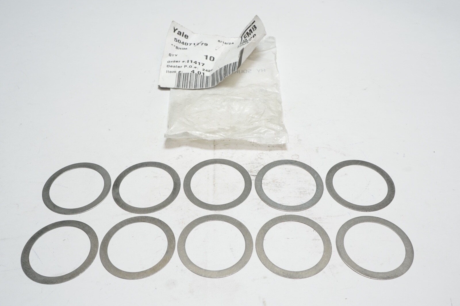 New Lot of 10 Yale Forklift SHIM 42MM X 52MM .5MM 504071779 Ships FREE
