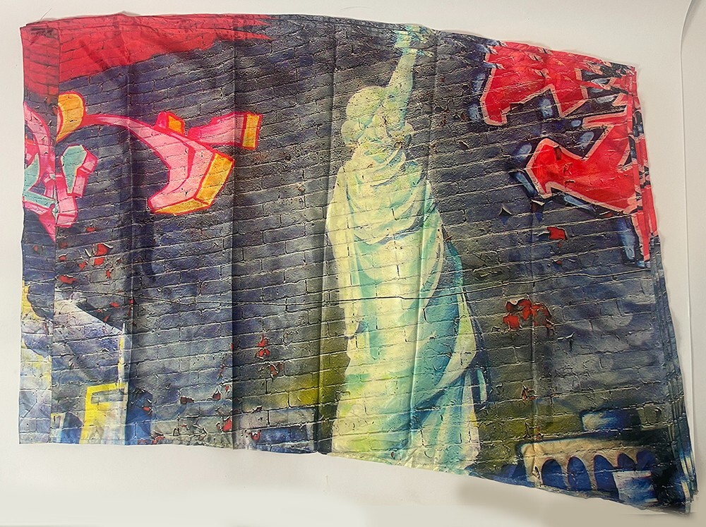 COLOR GUARD FLAGS - GRAFFITI WALL - NEW - 36x54 Standard Curve Grafitti Flag