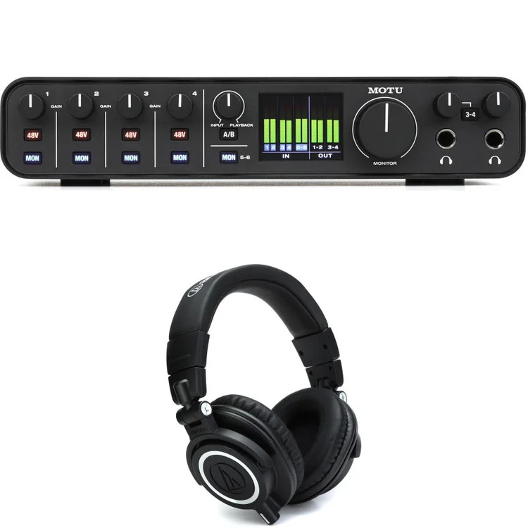 MOTU M6 6x4 USB-C Audio Interface and Headphones