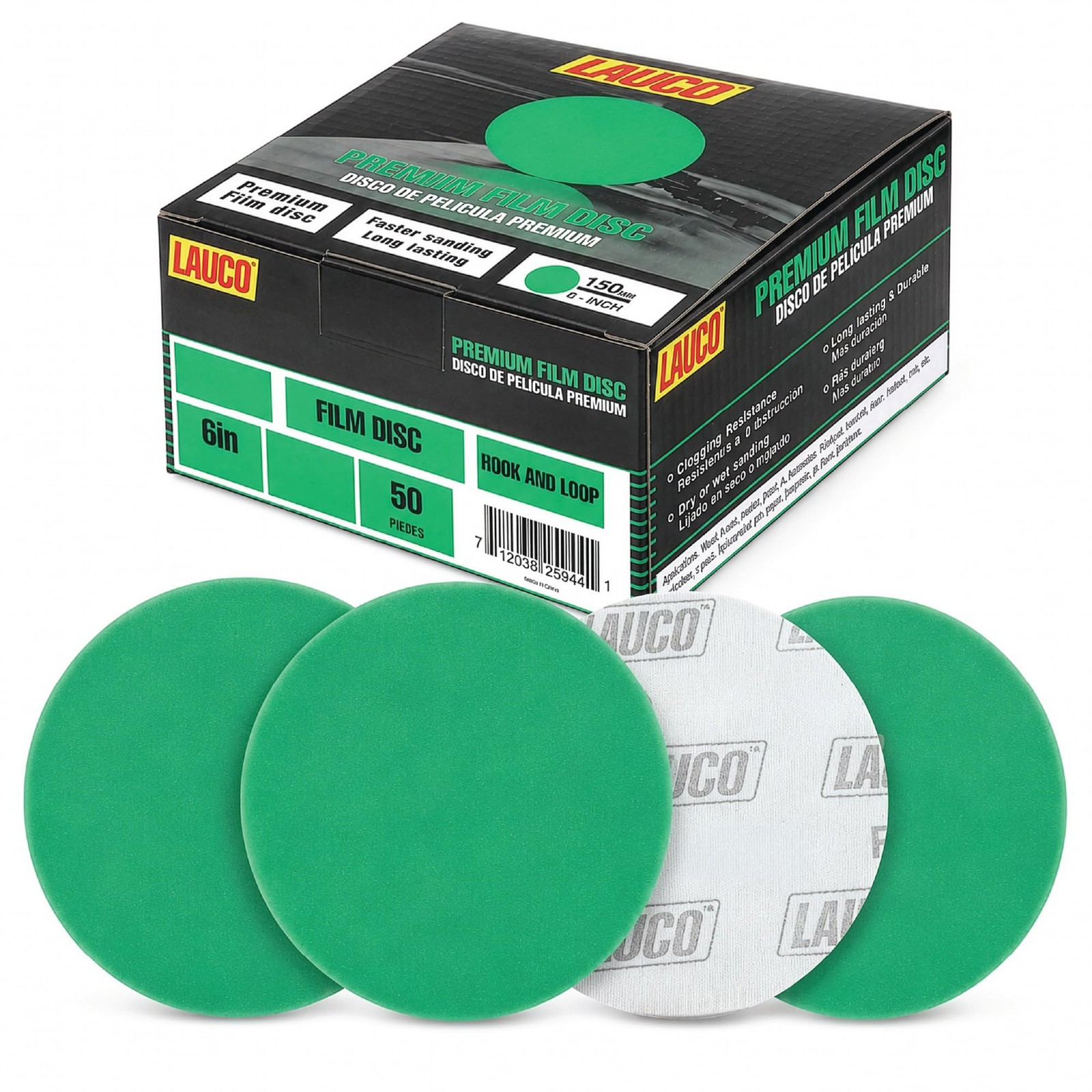 Premium 6" Hook and Loop Sanding Discs (Box of 50) - Hook and Loop Backing
