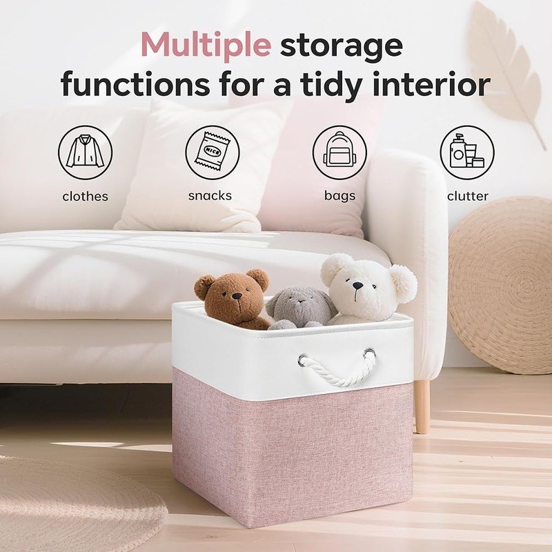 Foldable Storage Cube Bins W/ Strong Handles Multi-Purpose Organizer 6 Pack New