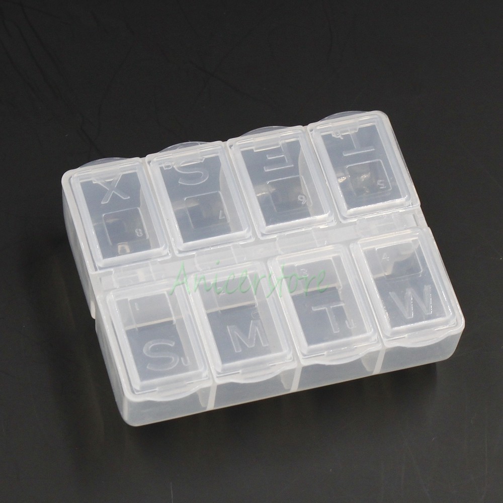 5pcs Pill Box 7 Days 8 Compartments Bins Tablets Medicine Vitamin Holder Case