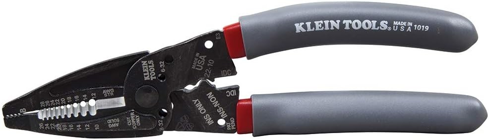 Klein Kurve 1019 Wire Stripper, Crimper, Cutter Tool - Made in USA, Gray/Red