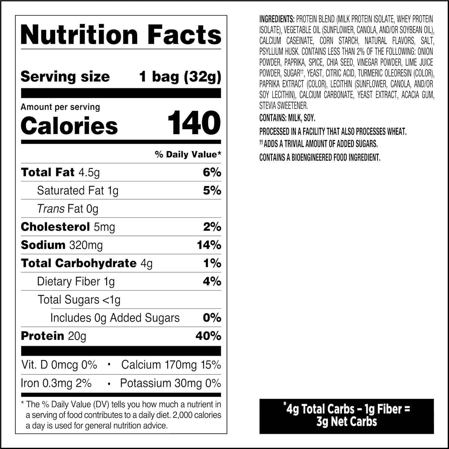 Nutrition Tortilla Style Protein Chips Variety Pack, Chili Lime, Nacho Cheese, L