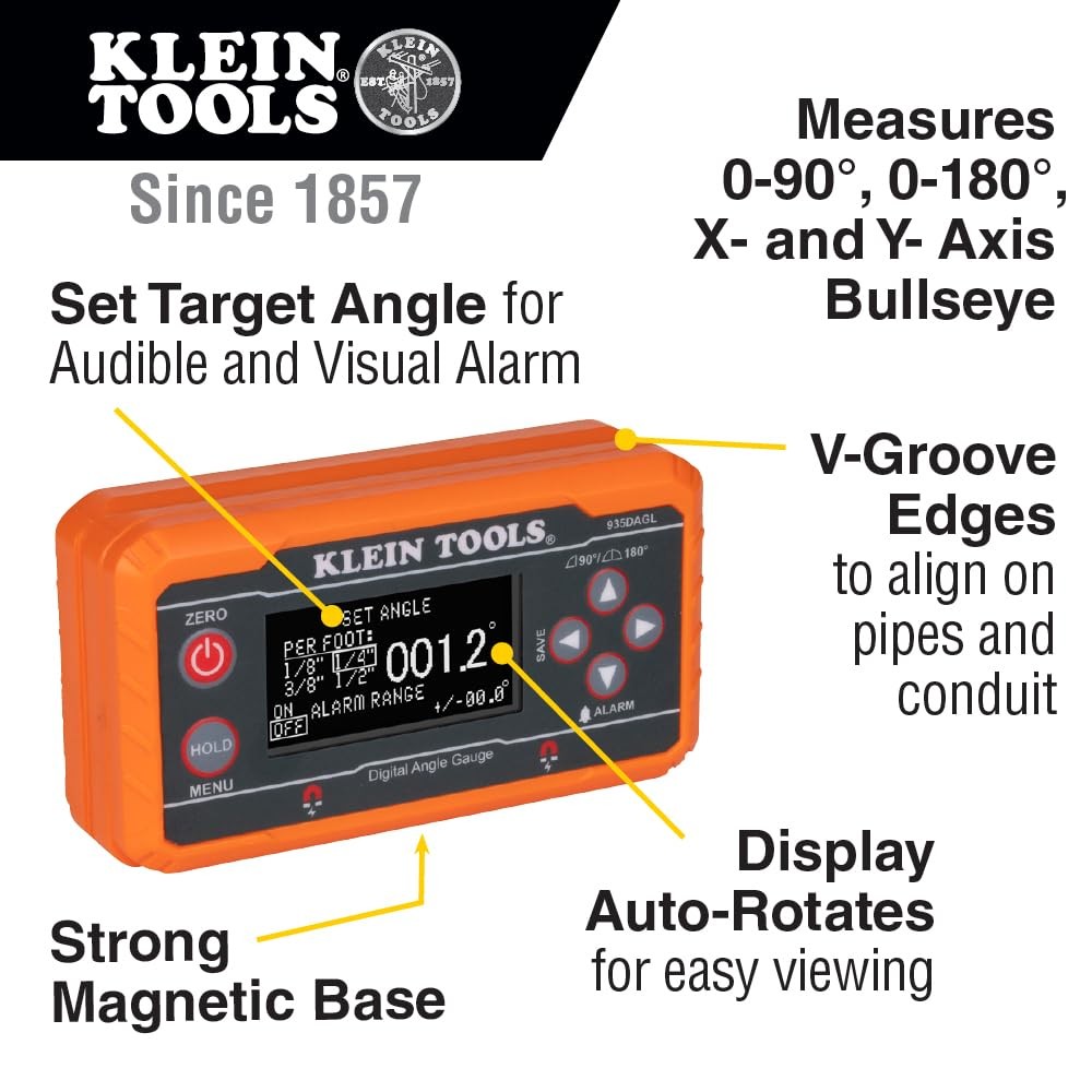 Klein Tools Digital Level And Angle Gauge Kit With Programmable Angles