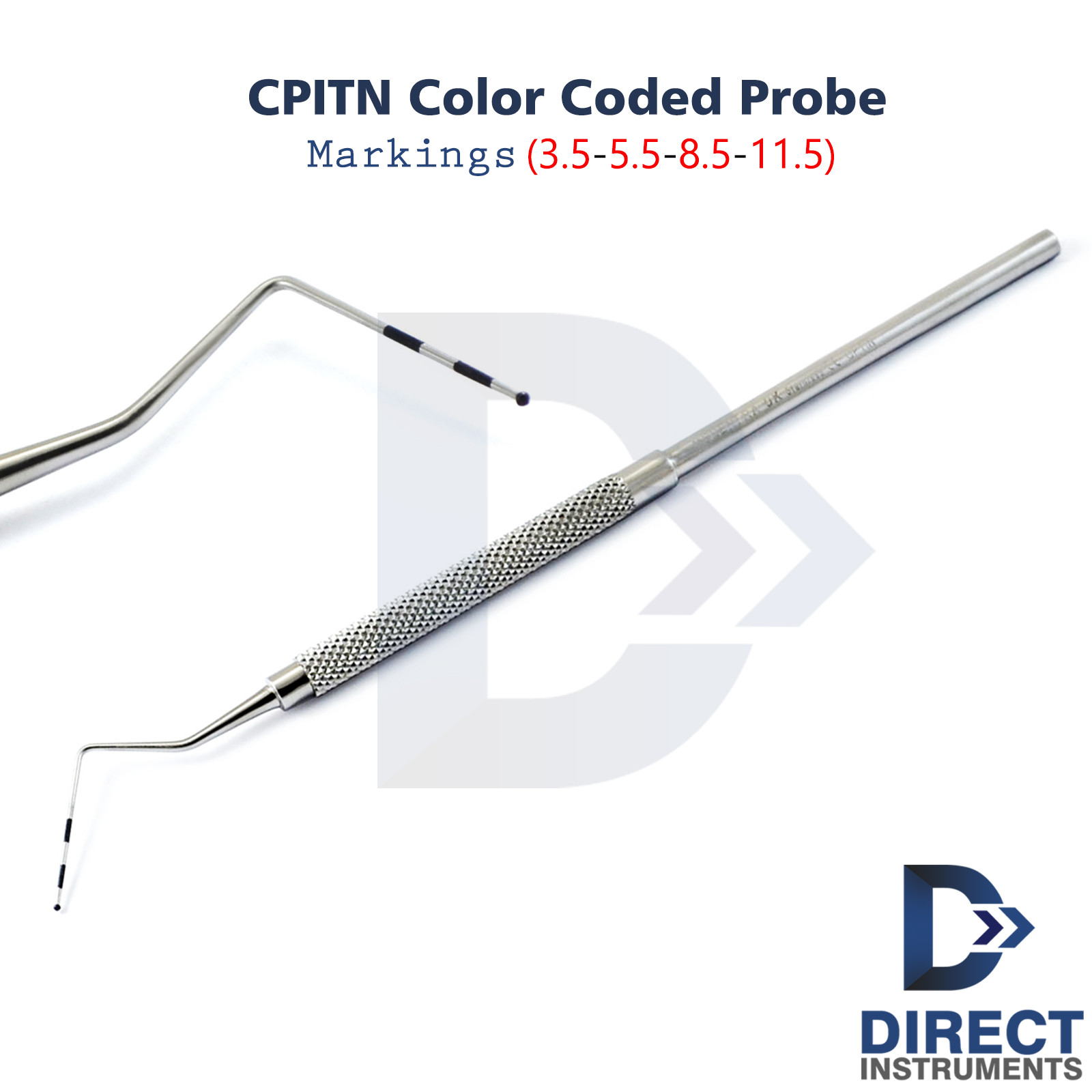 Dental Color Coded CPITN Probe Periodontal Williams Pocket Depth Measuring Tools