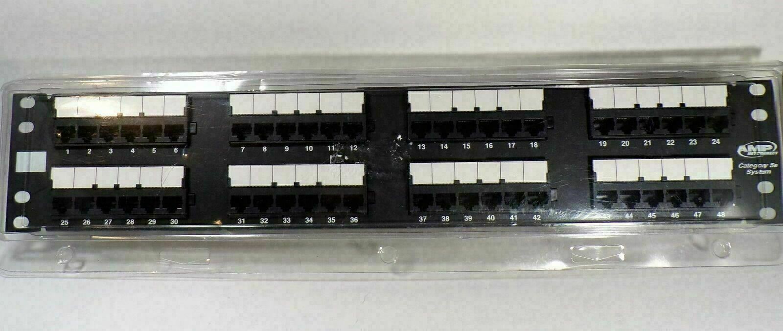 AMP NETCONNECT 406331-1 RJ45 Cat 5e 48-Port Patch Panel, 110Connect, Black, 2U