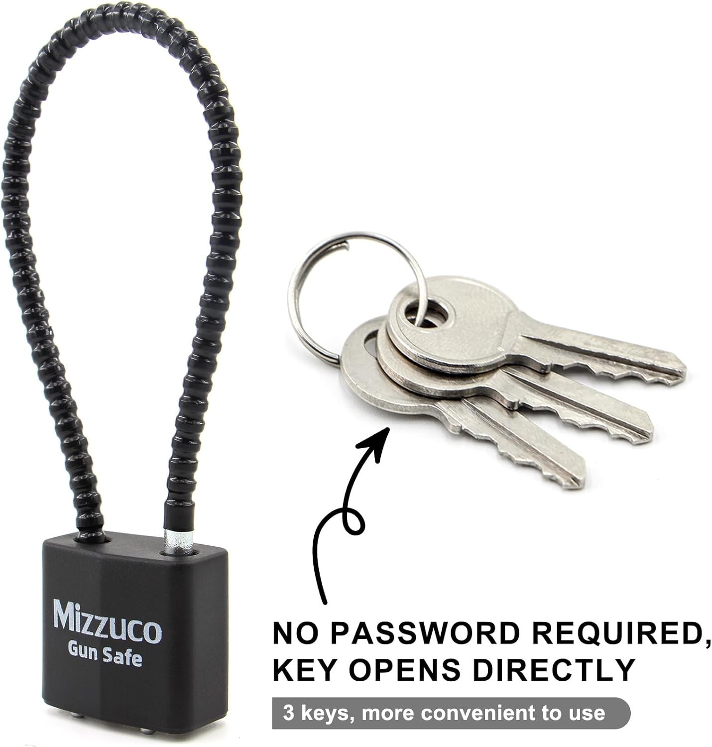 Cable Gun Locks with Keys Simple Operation 8.5" Compatible with Pistols, Hand...