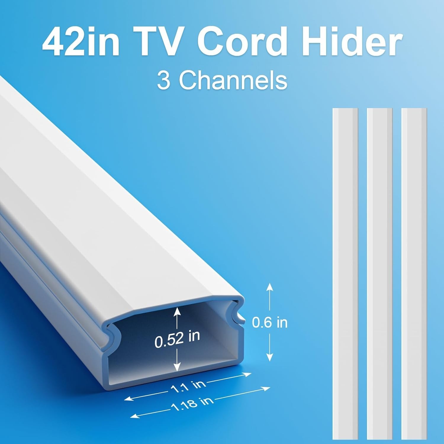 Modern Cable Raceway 42in, White Cord Hider for Neat Home Entertainment Setup