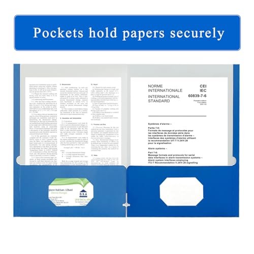 File folders with Pockets,Blue Two folders for documents,50 Pack Paper