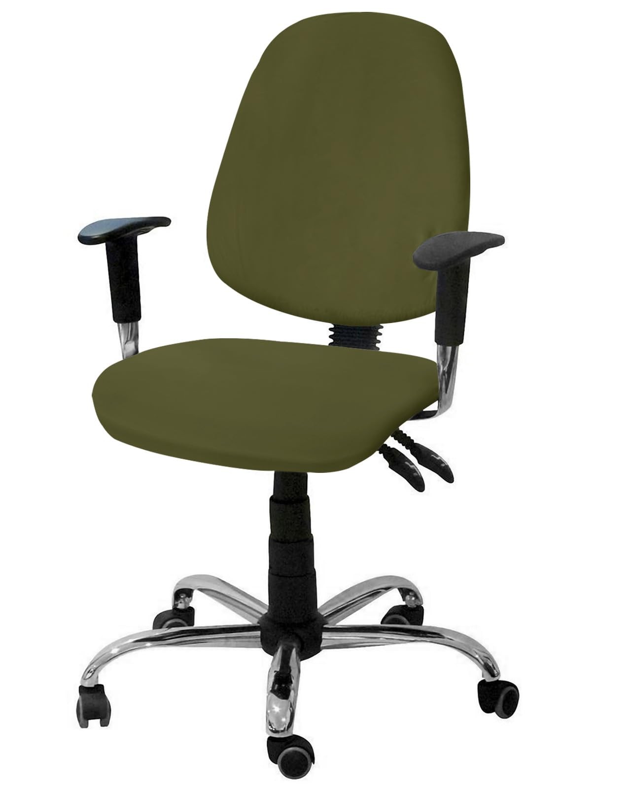 Office Chair Covers Stretchable Solid Color Dark Olive Green Split Computer D...
