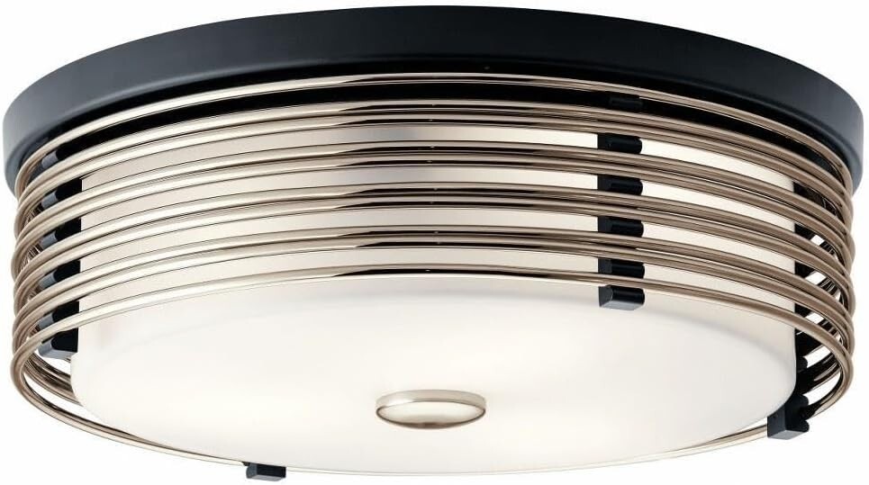 Kichler 43293BK -Bensimone 15.25" Black 2 Light Flush Mount (NEW - BAD BOX ONLY)