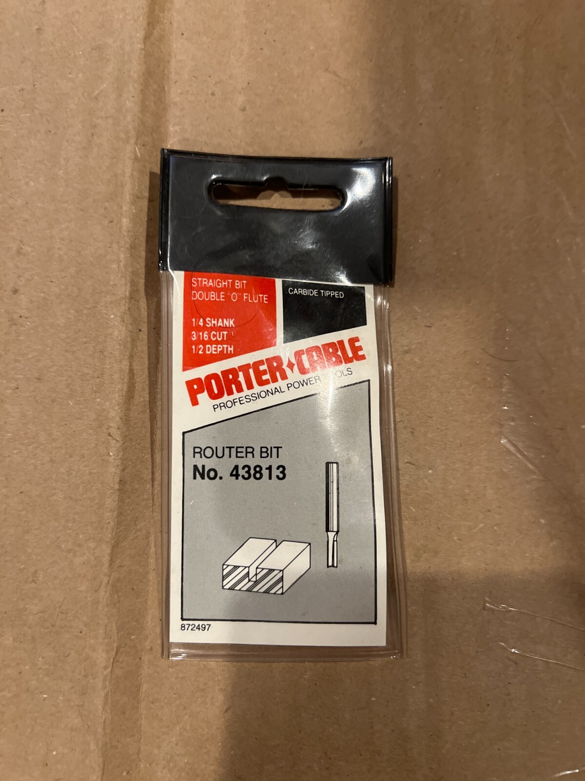 Porter Cable 43813 3/16” Cut 1/4” Shank Carbide-Tipped Straight Bit Double O bit
