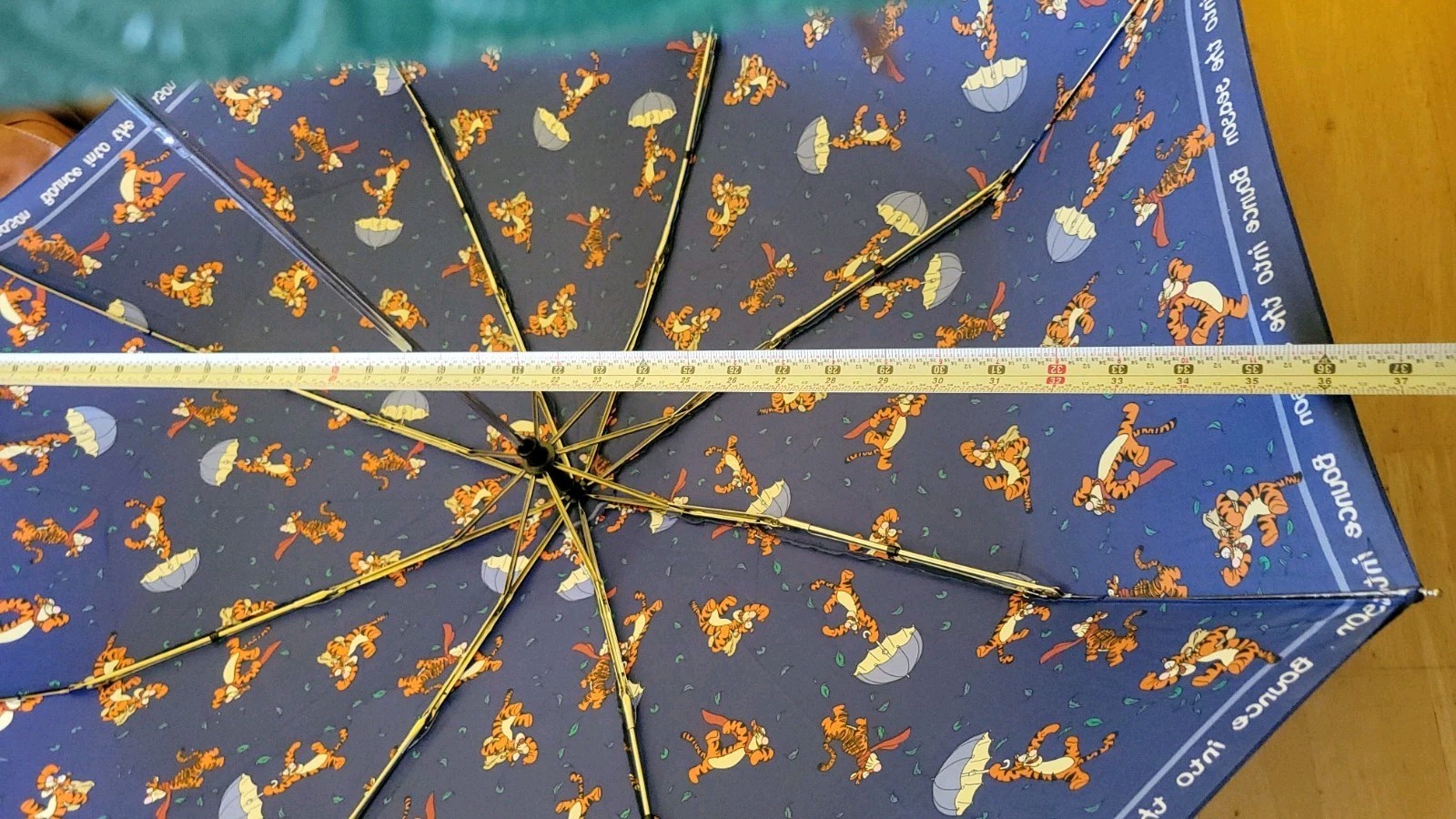 Disney Store Tigger Compact Folding Umbrella Blue, Manual All-Over Print