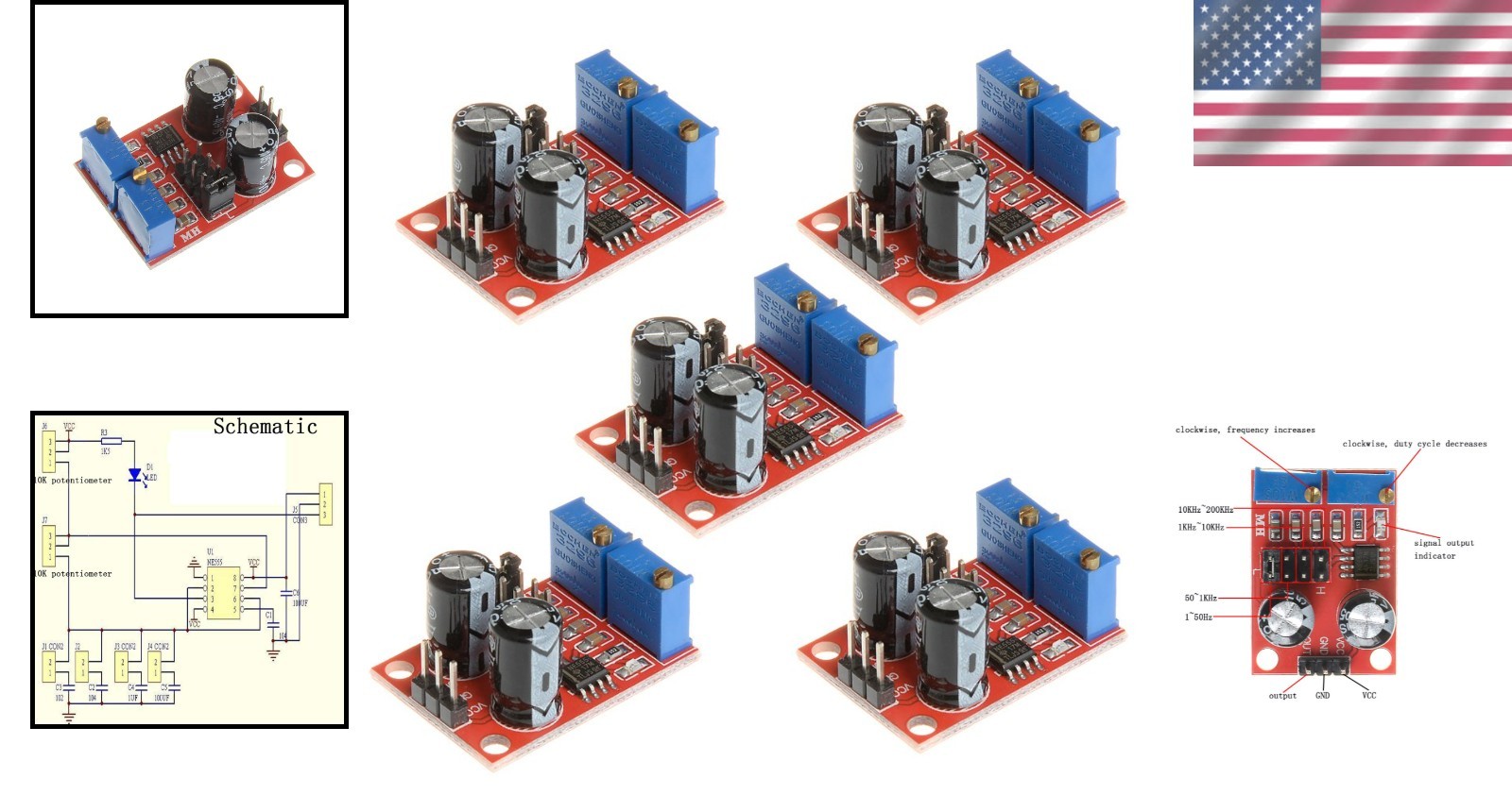 5PCS NE555 Frequency Adjustable Signal Generators; Compact & Lightweight Design