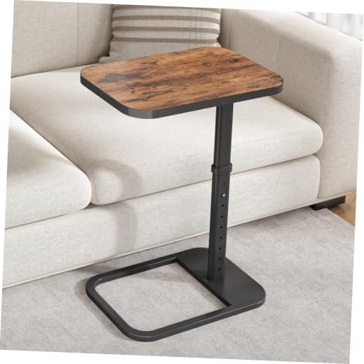 TV Tray Table, Adjustable Height & Flip-Top & Rounded Metal Brown Standard
