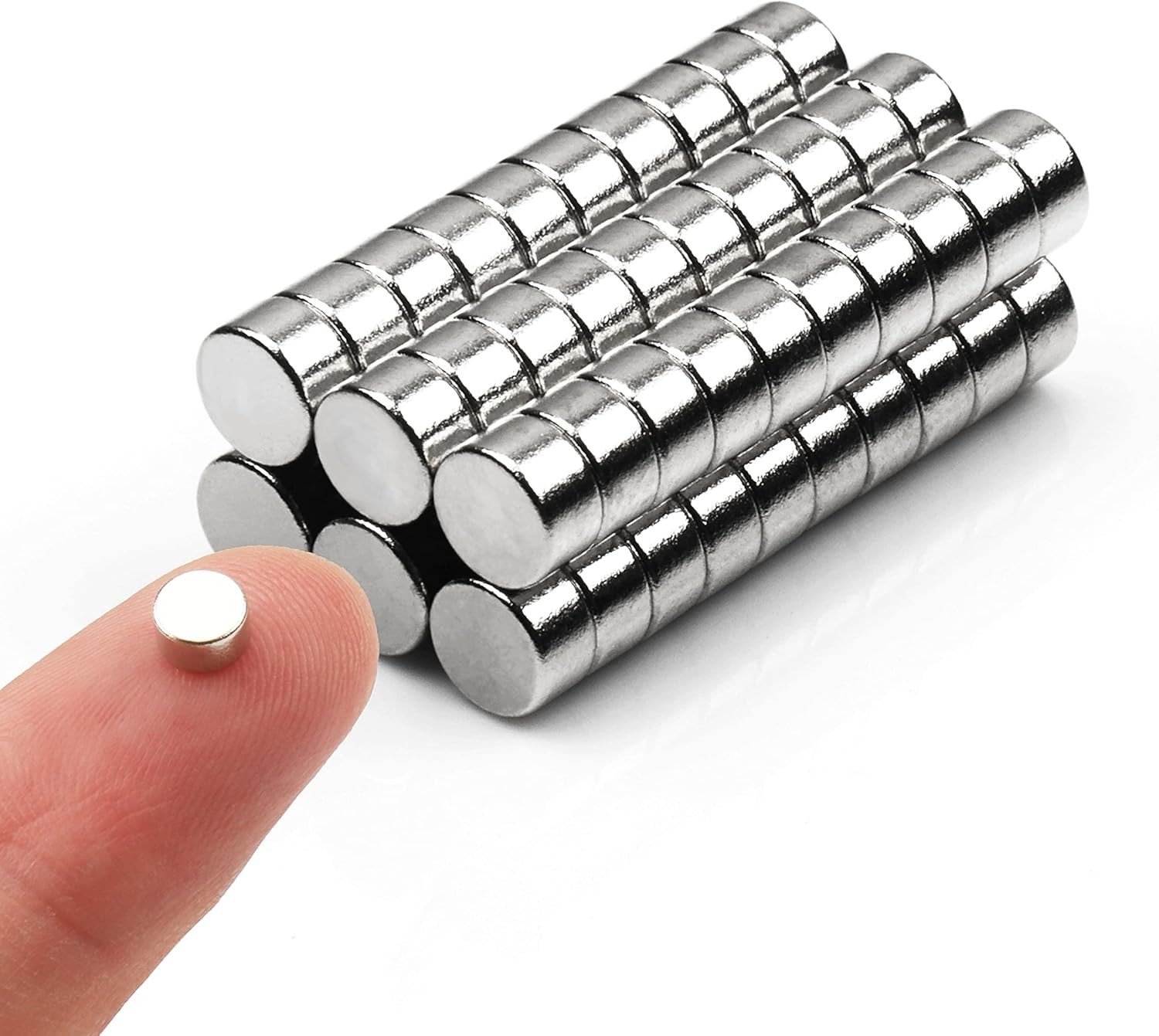 60pcs Durable Mini Round Magnets - Nickel Coated for Crafts & Organization