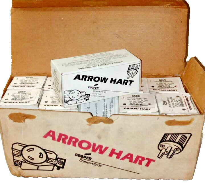 10) NEW ARROWHART 15 AMP LOCKING CONNECTOR 250 V 2 POLE 3 WIRE  6566  LOT OF 10