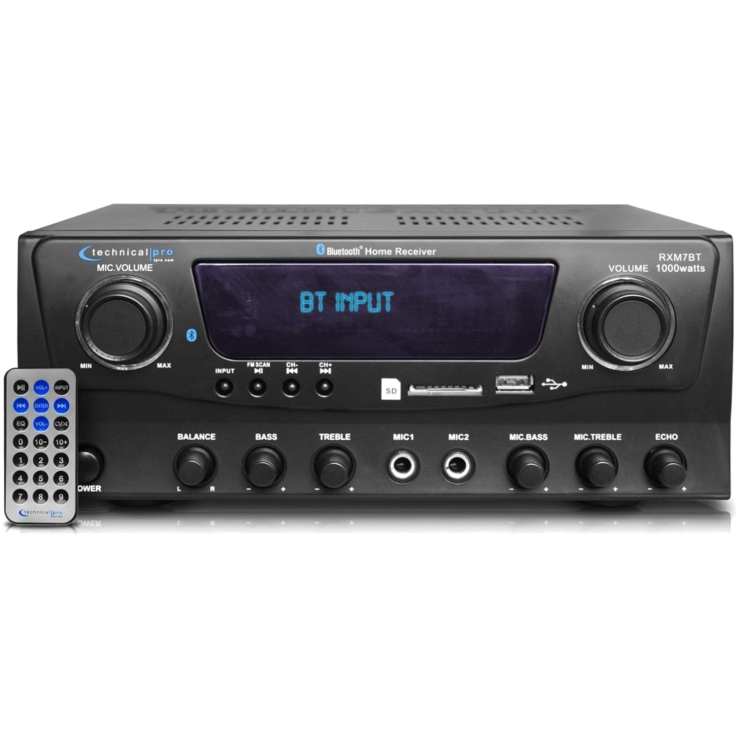 1000W Home Receiver Amp w/ Bluetooth, USB, SD, FM//