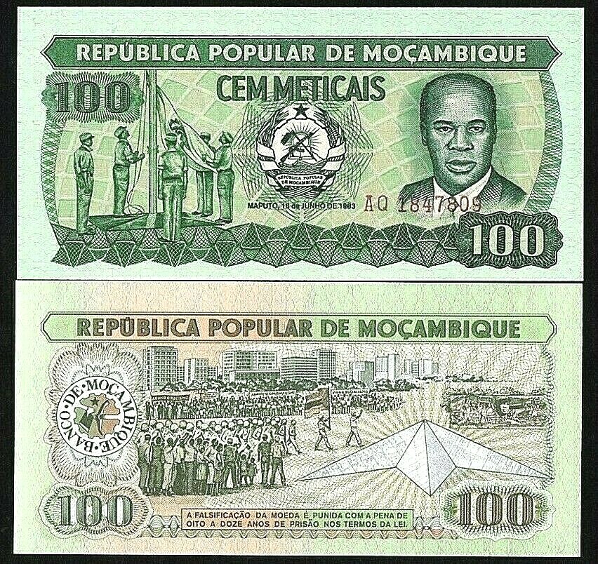 MOZAMBIQUE 100 METICIAS 1983 MONEY P-130 UNC BANKNOTE WORLD CURRENCY
