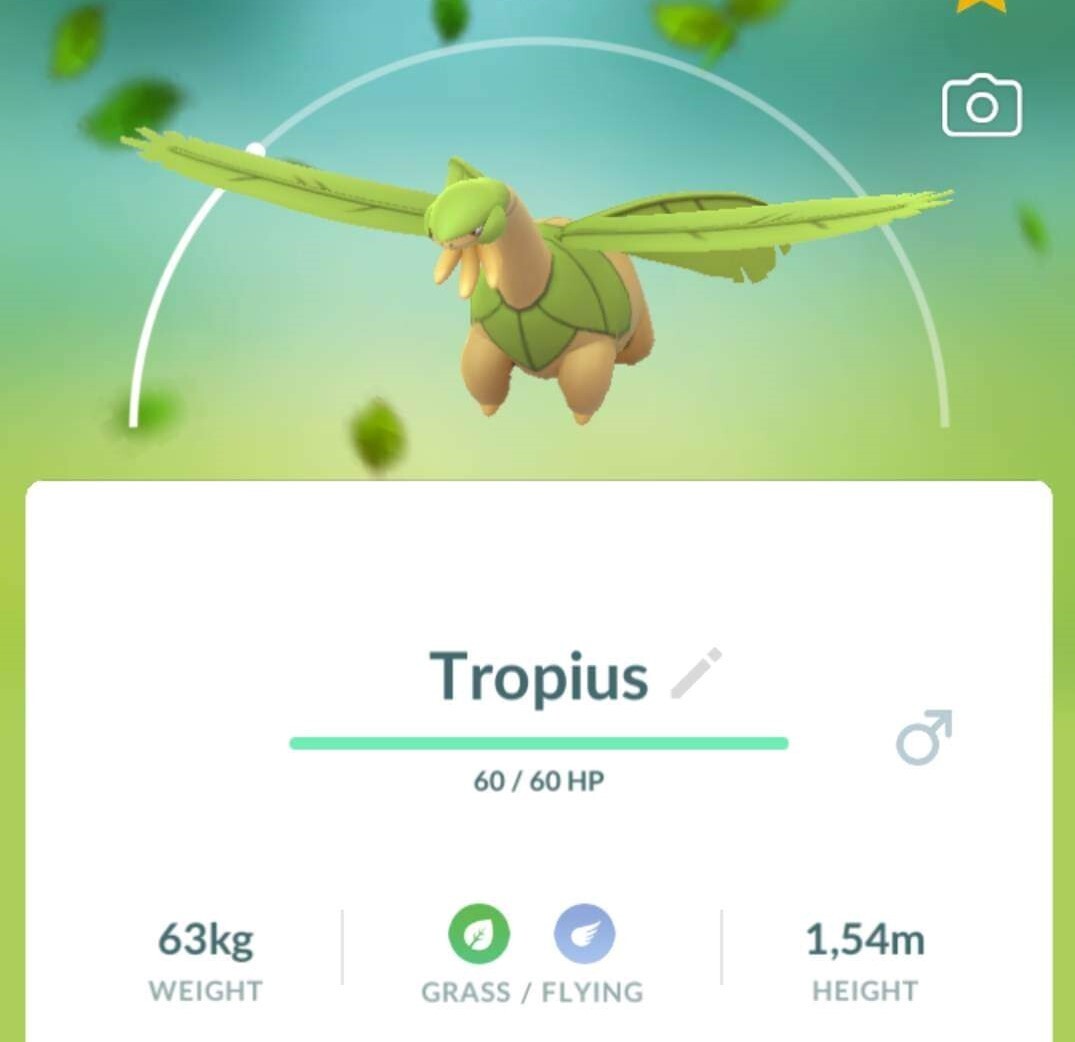 Pokémon Go - Shiny Tropius - P T C - 80k stardust - Description