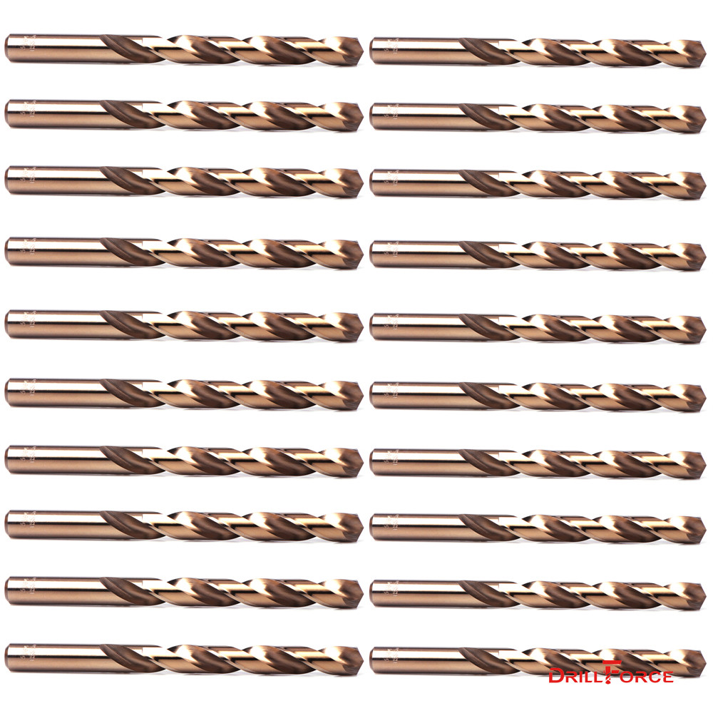 20PCS 1/4" Cobalt Drill Bit Set M35 HSS Jobber Length Twist Drill Bits Tools