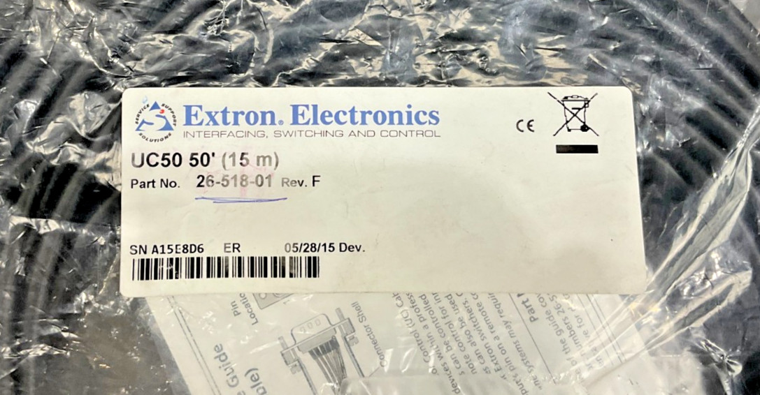 Extron Universal Projector Control Cable 50 FT 26-518-01 ✅ ❤️️ ✅ ❤️ BRAND NEW