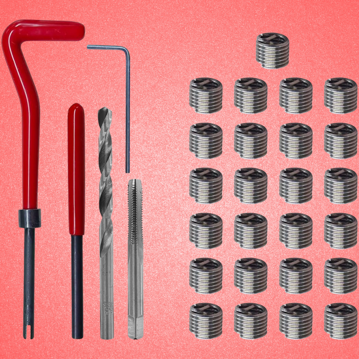 30PCS M6 x 1.0mm Thread Repair Insert Kit, Metric Helicoil Kit Compatible Hand T