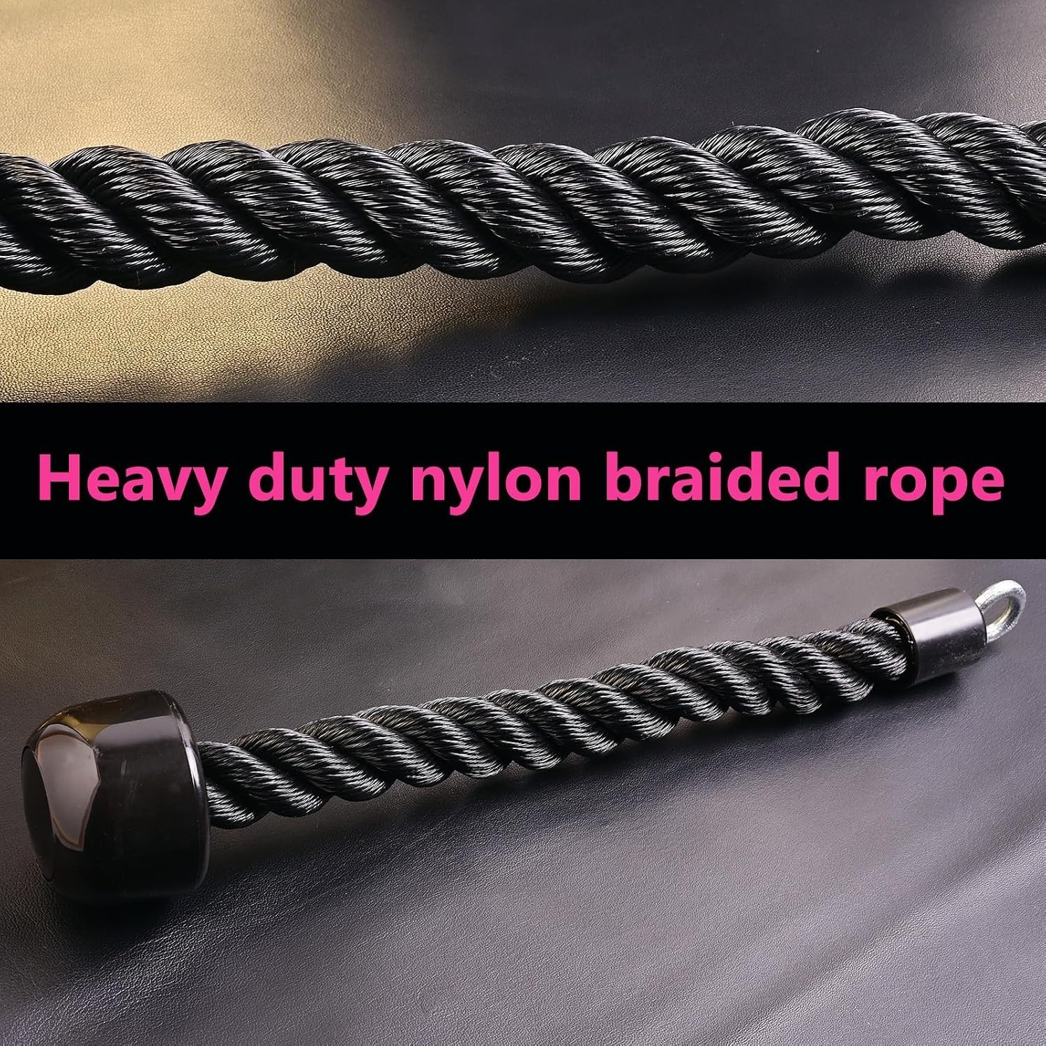 Heavy Duty 63 Inch Tricep Push Down Rope with Rubber Grip - Face Pulls Made Easy
