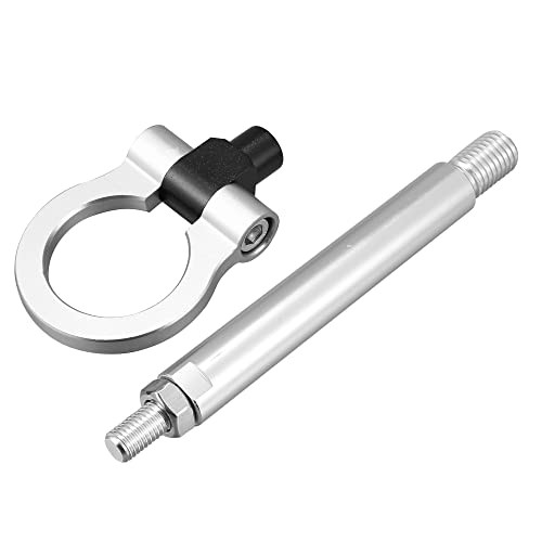 Front Bumper Trailer Tow Hook Ring Eye Towing Track Racing Style Silver Tone