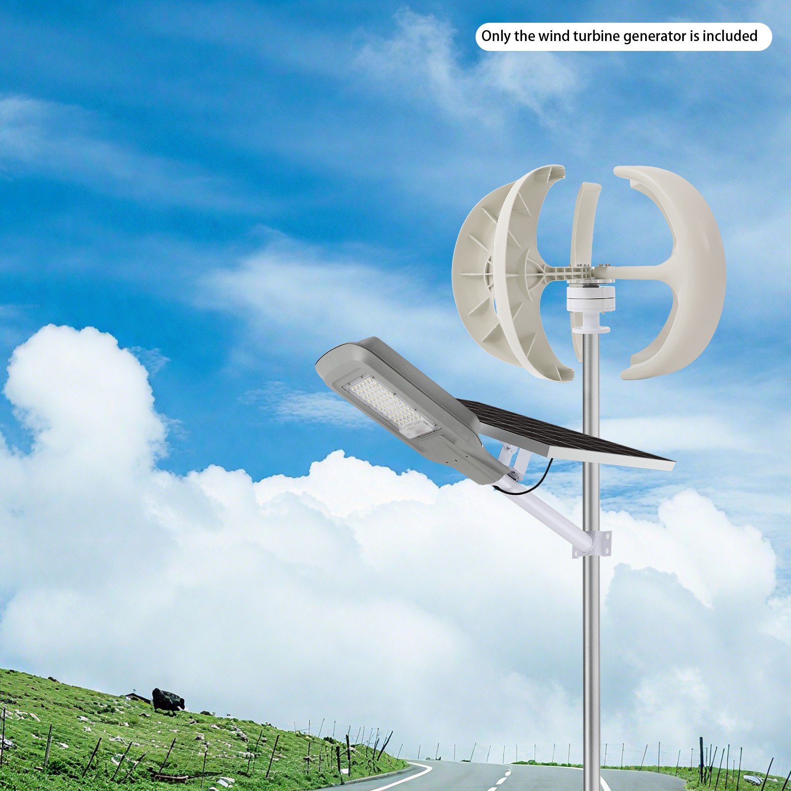 600W DC 24V 5-Blade Lantern Wind Turbine Generator Vertical Axis Wind Power USA