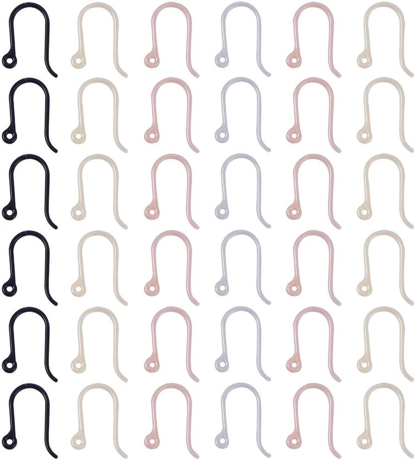 120pcs Earring Hooks, 4 Color Non-Allergenic Plastic Ear Wire Hooks Earring Find