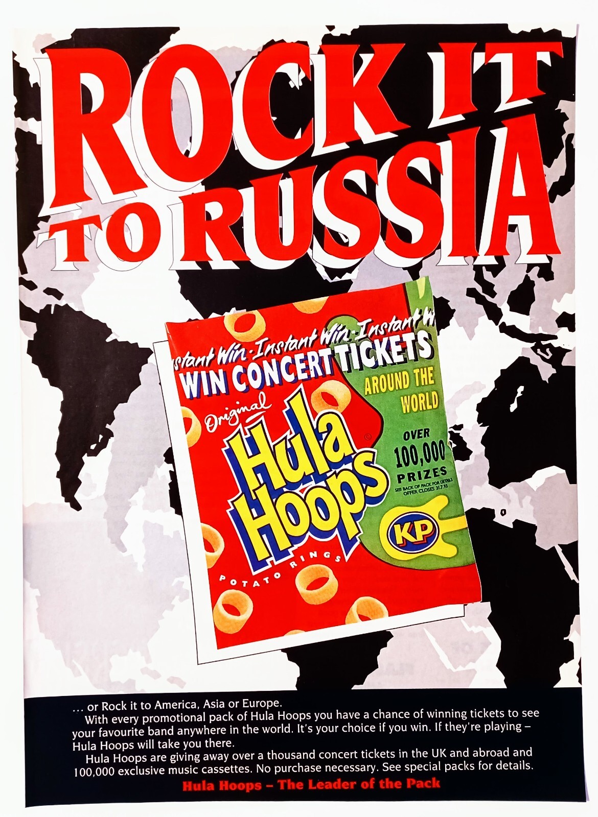 HULA HOOPS~ROCK IT TO RUSSIA~1993 CONCERTS PROMO~PRINT AD ADVERT POSTER PINUP