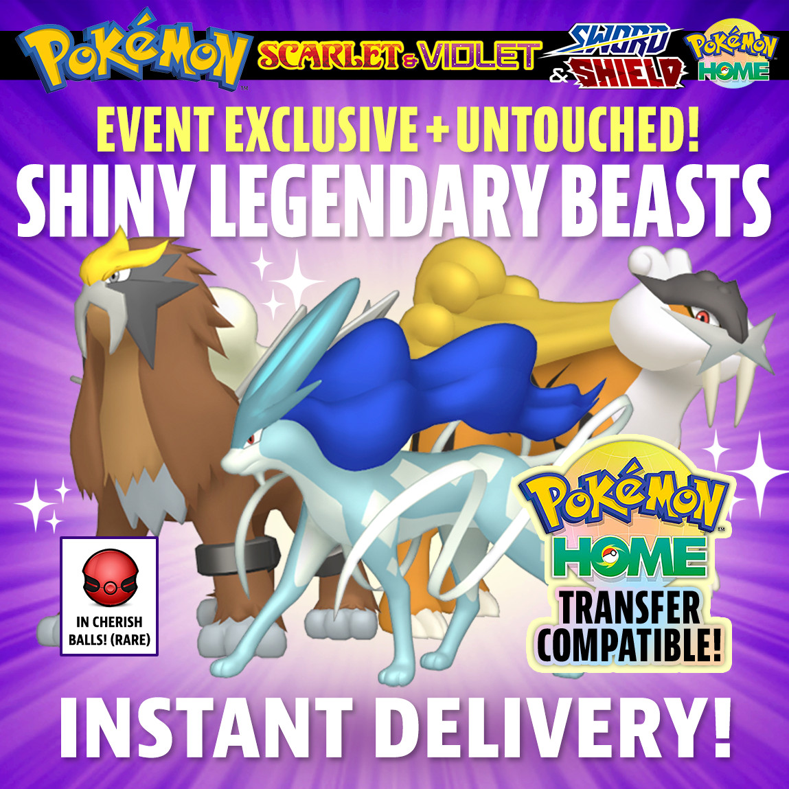 ✨ SHINY ENTAI RAIKOU SUICUNE ✨ GameStop Exclusive Pokemon Scarlet Violet + Home!