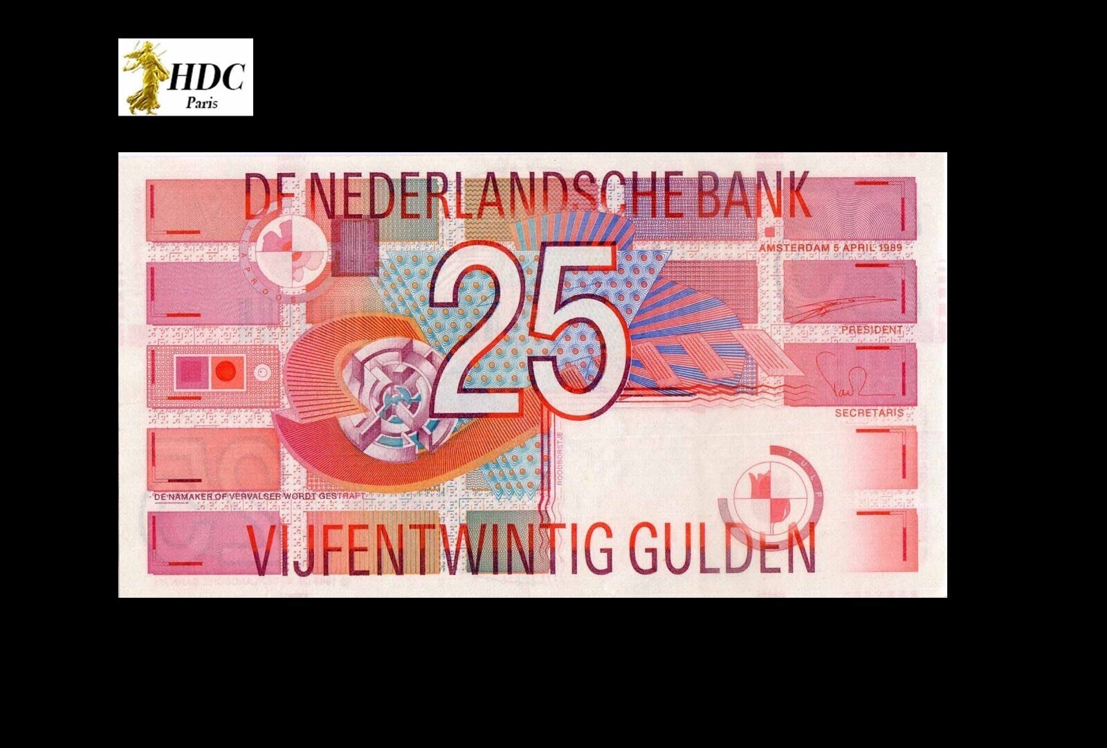 25 Gulden NETHERLANDS 1989 P#100 NEW