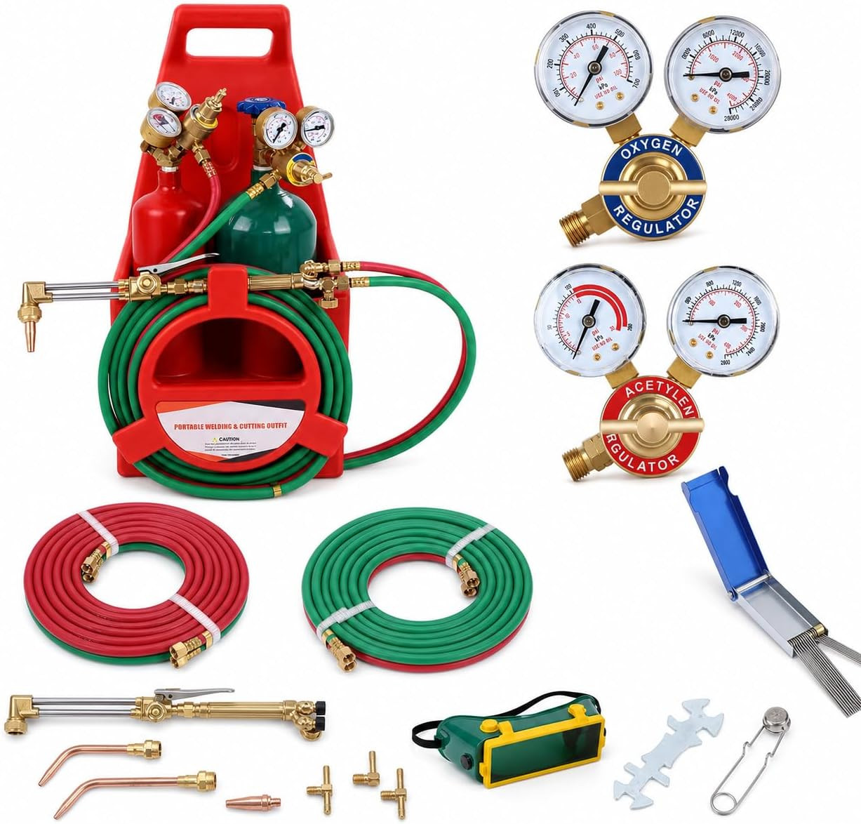 Oxyacetylene Torch Kit with Long Pipe Brass Nozzle | Gauge Oxygen Acetylene (4L