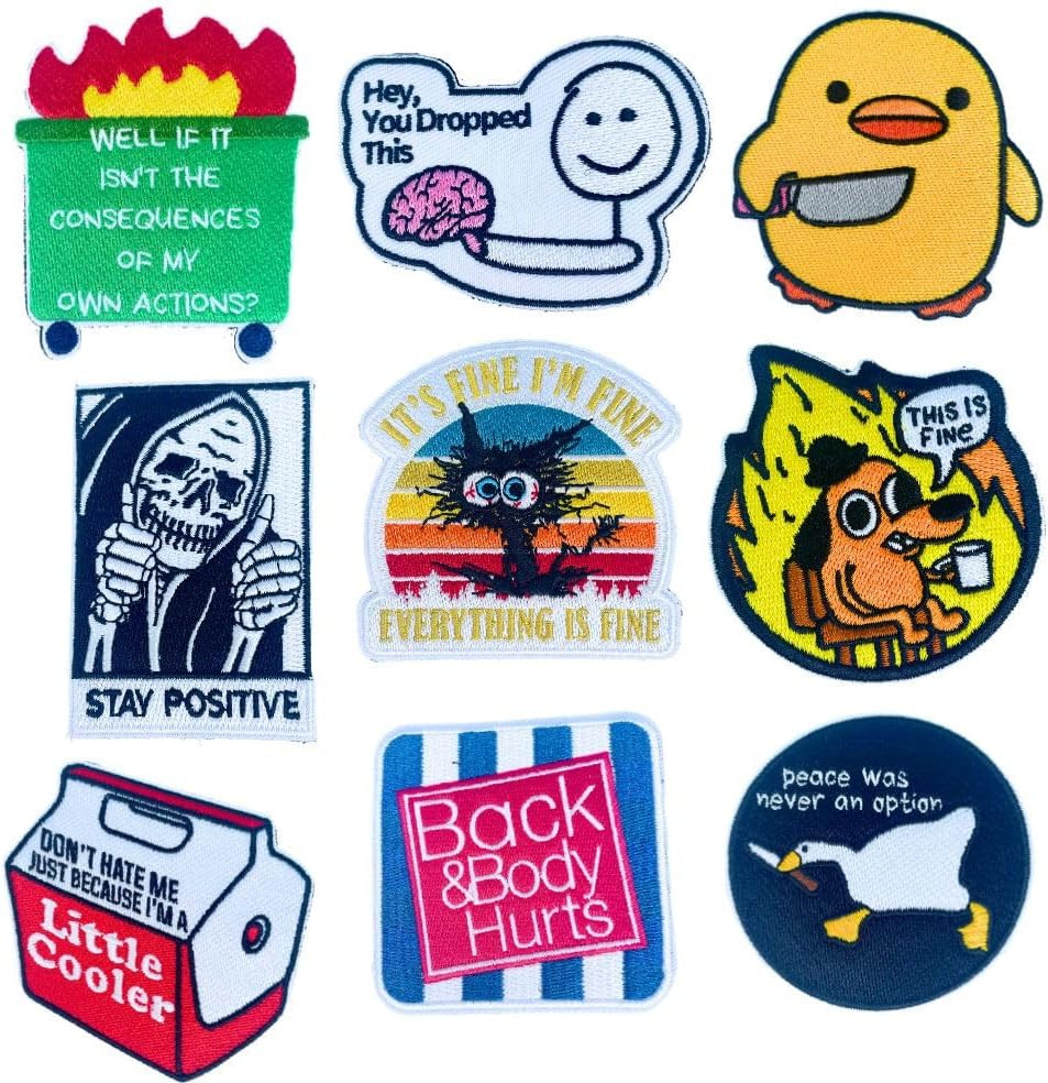 9PC Funny Patches, Hook and Loop Tactical Morale Patch for Backpack Vest | Cool