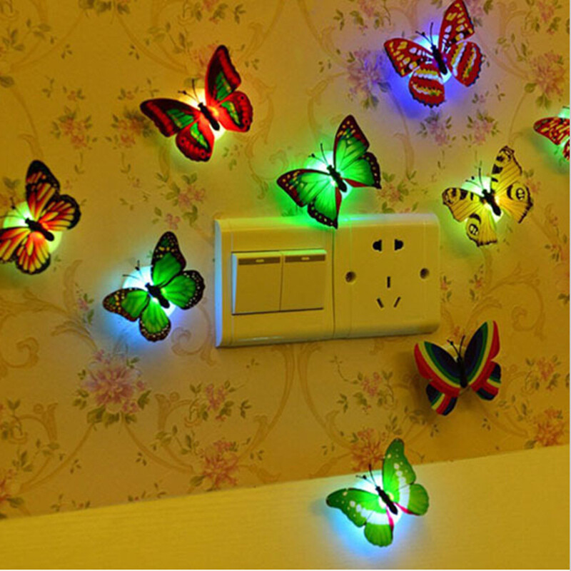 LED Butterflies 12 PCS Light up Night Light HALLOWEEN Decoration Fiber OpticLamp