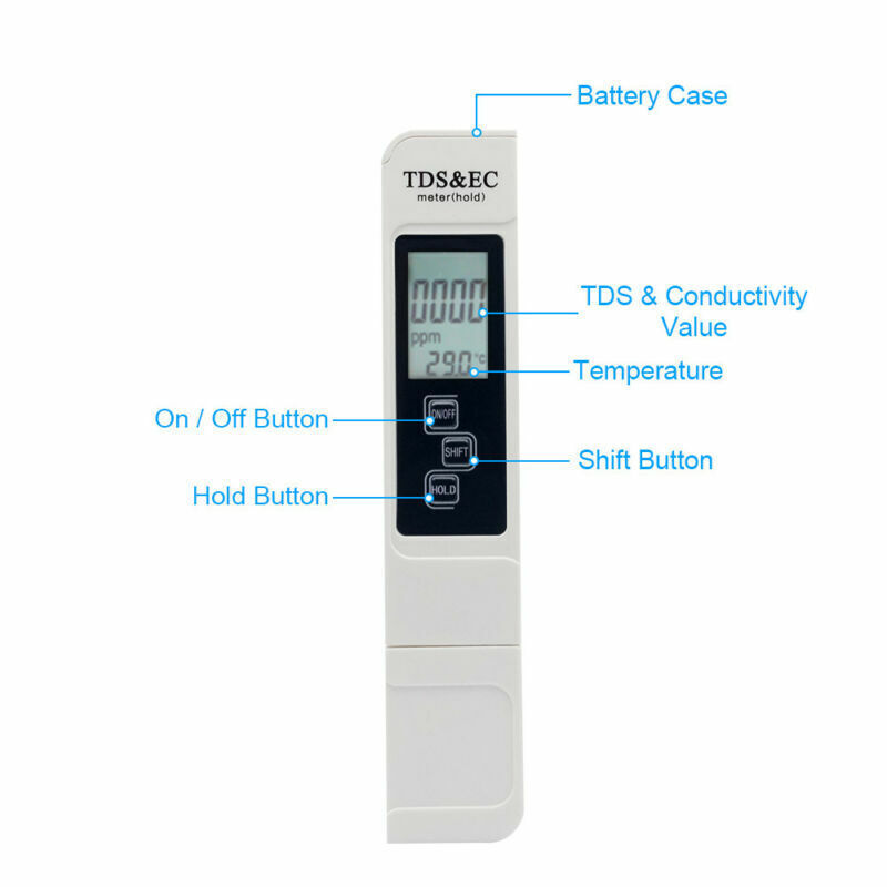 TDS EC Detector Portable Pen Tester Digital Water Resist Meter Lab Test PH Meter