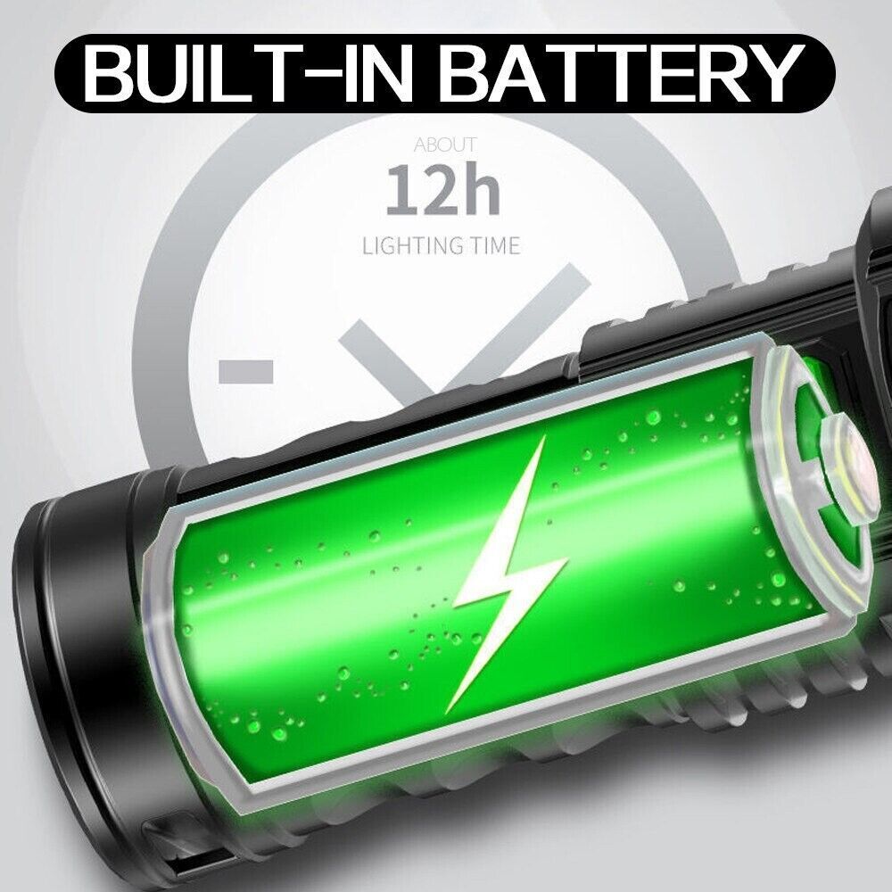 Super Bright LED Torch Tactical Flashlight Lantern USB Rechargeable & Battery