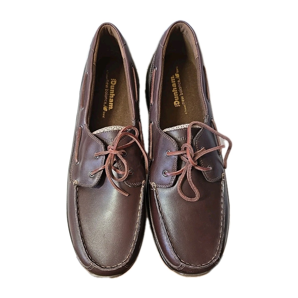 DUNHAM New Balance Brand Shoreline Boat Shoe Mens 15 D Brown Leather Loafer EUC