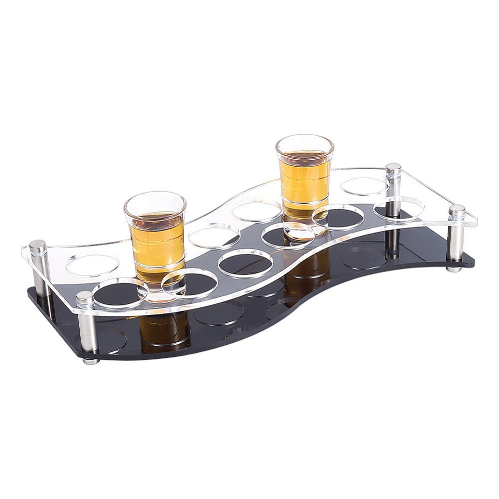 1set 12Shot Glass Tray Holder Bar Acrylic Shot Glasses Holders Wine Glass Cup