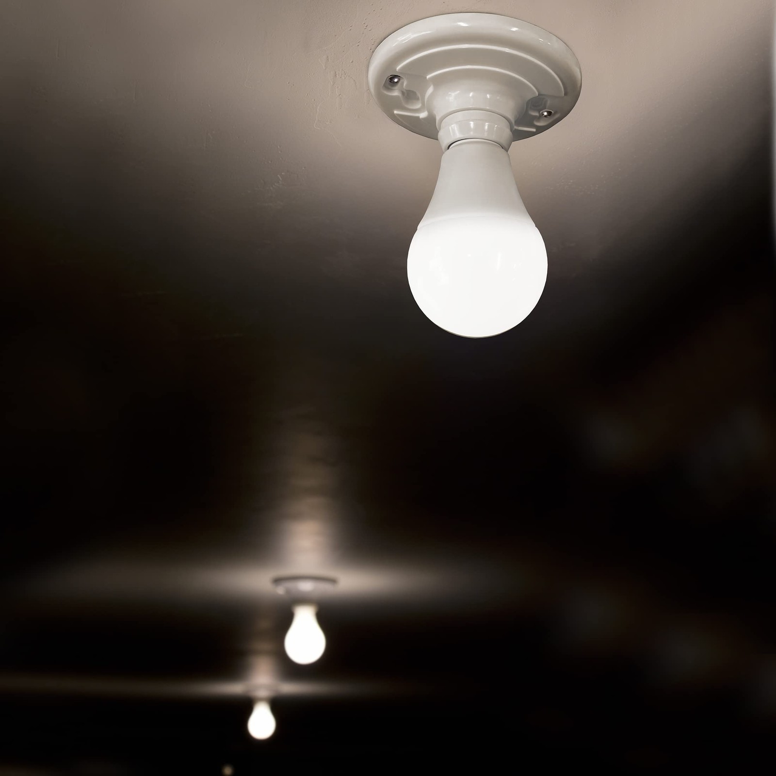 Keyless Light Socket, E26 Ceiling Fixture, White, 2 Pack